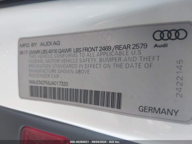 WAUCNCF58JA017320 Audi A5 2.0t Premium