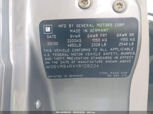 2000 CADILLAC CATERA W06VR54RXYR128224 Photo 8