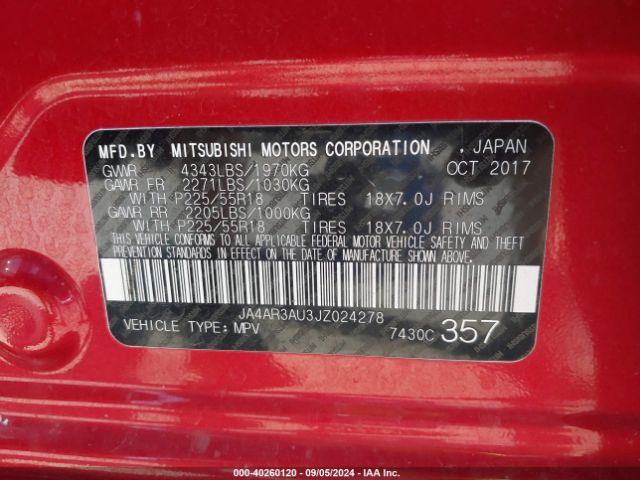 JA4AR3AU3JZ024278 Mitsubishi Outlander Sport 2.0 Es