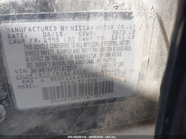 3N1AB7APXFL673217 Nissan SENTRA SV