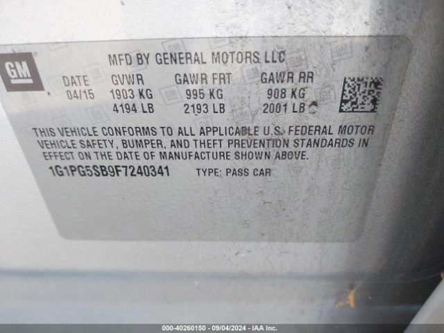 1G1PG5SB9F7240341 Chevrolet CRUZE LTZ