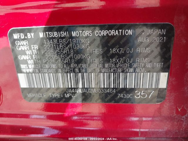 JA4ARUAU2MU033464 Mitsubishi Outlander Sport 2.0 Be Awc/2.0 Es Awc/2.0 Le Awc/2.0 Se Awc