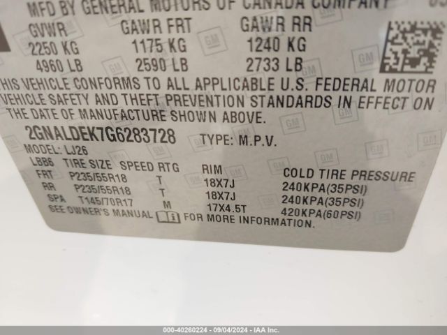 2GNALDEK7G6283728 Chevrolet Equinox Ltz