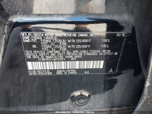Toyota Rav4 Xle 2018 2T3RFREV1JW791974 Image 9