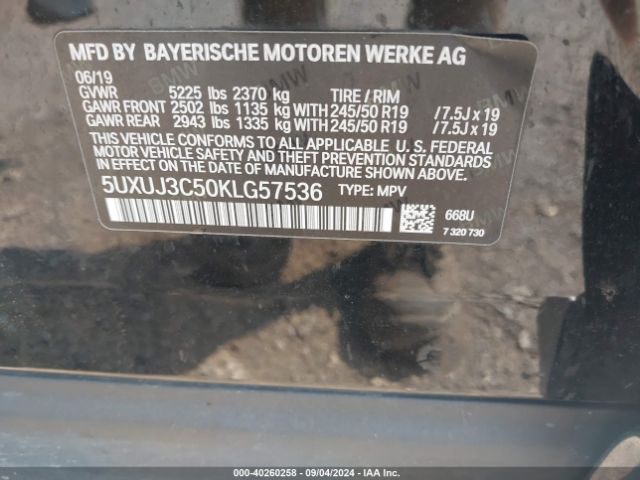 5UXUJ3C50KLG57536 BMW X4 Xdrive30i