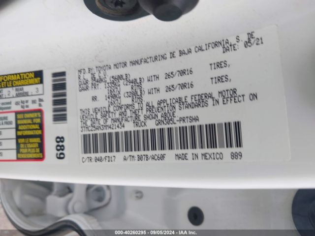 3TMCZ5AN3MM421434 Toyota Tacoma Trd Off-road