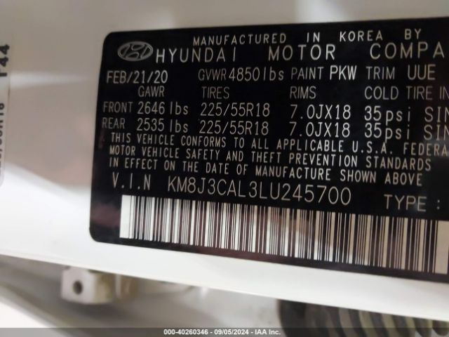 KM8J3CAL3LU245700 Hyundai Tucson Limited