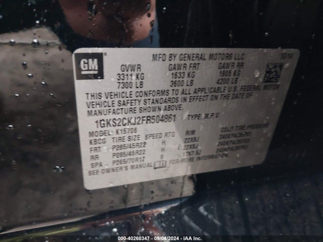 1GKS2CKJ2FR504861 GMC YUKON DENALI