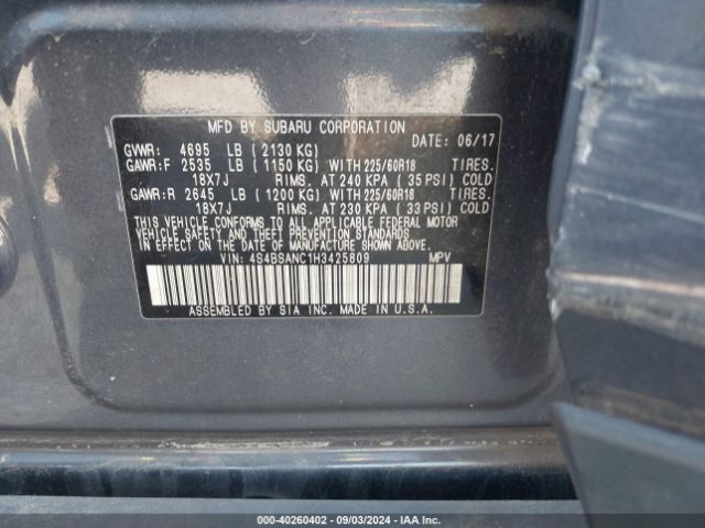 4S4BSANC1H3425809 Subaru Outback 2.5i Limited