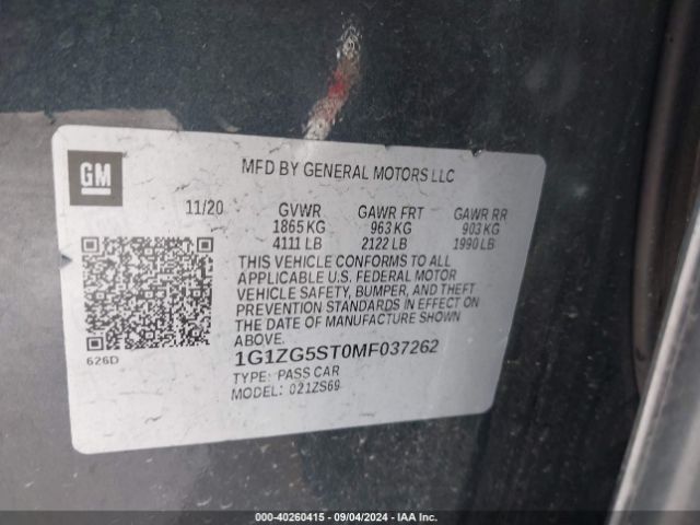 1G1ZG5ST0MF037262 Chevrolet Malibu Fwd Rs