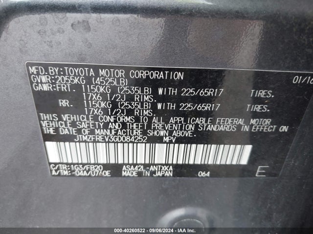 Toyota RAV4 LE 2016 JTMZFREV3GD084252 Image 9