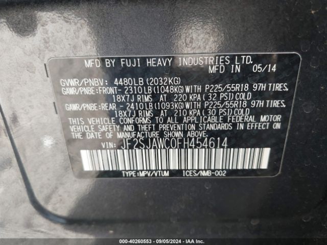 JF2SJAWC0FH454614 Subaru Forester