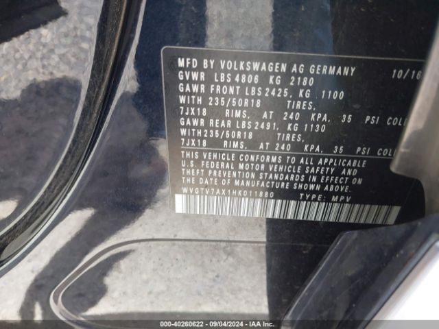 WVGTV7AX1HK011880 Volkswagen Tiguan 2.0t Sport
