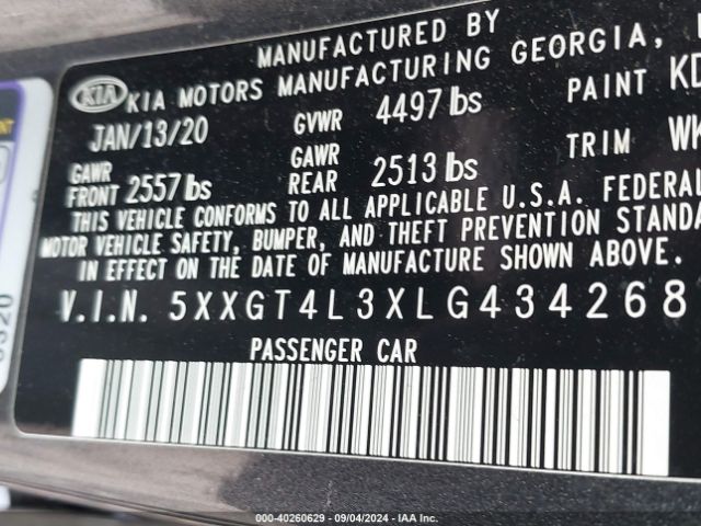 5XXGT4L3XLG434268 KIA Optima Se