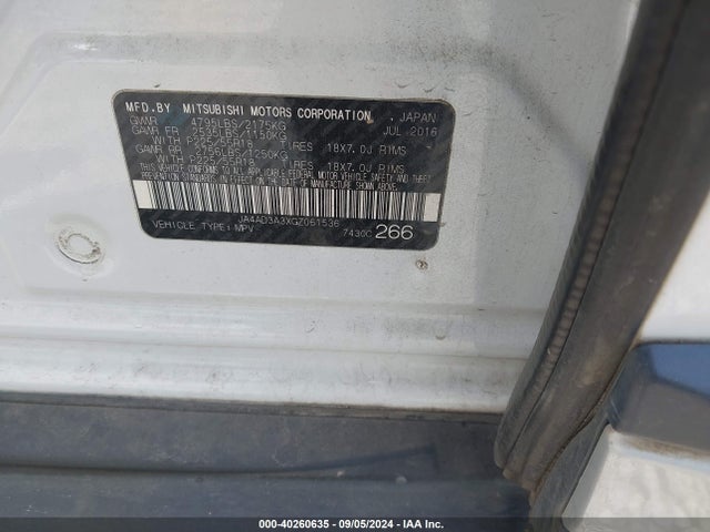 2016 MITSUBISHI OUTLANDER JA4AD3A3XGZ061536 Photo 8