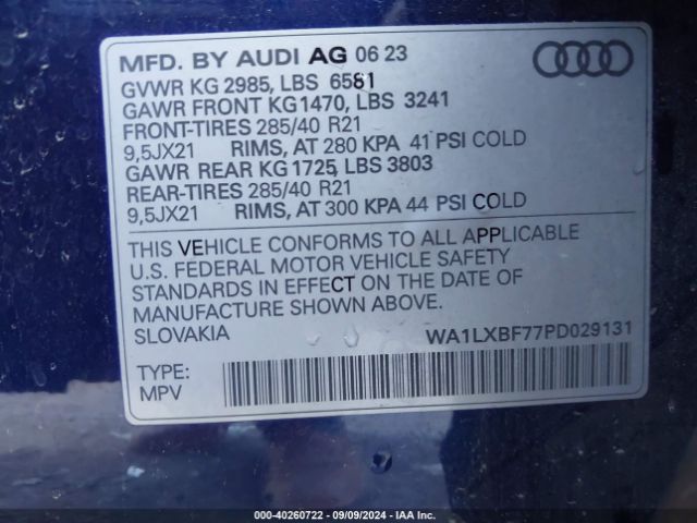 WA1LXBF77PD029131 Audi Q7 Premium Plus 55 Tfsi Quattro Tiptronic