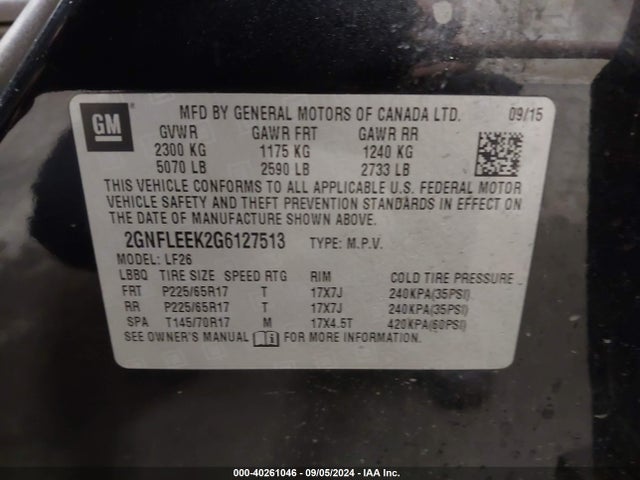 2GNFLEEK2G6127513 Chevrolet EQUINOX LS