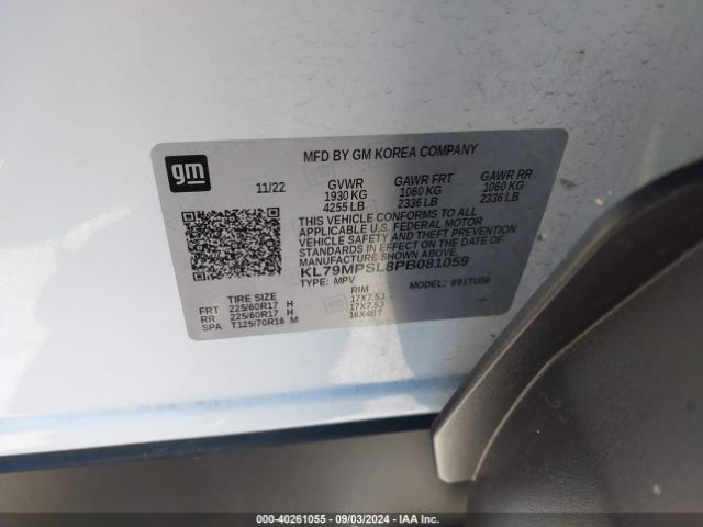KL79MPSL8PB081059 Chevrolet Trailblazer Fwd Lt