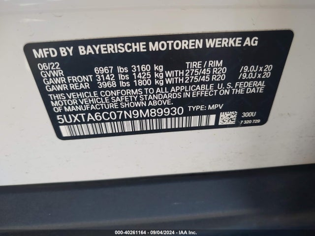 5UXTA6C07N9M89930 BMW X5 Phev Xdrive45e