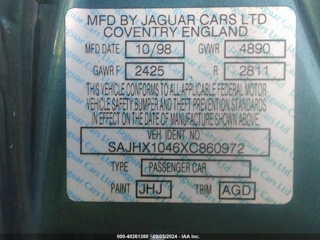 1999 JAGUAR XJ8 SAJHX1046XC860972 Photo 8