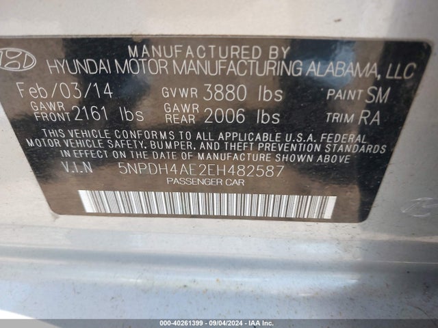 Hyundai ELANTRA SE 2014 5NPDH4AE2EH482587 Image 9