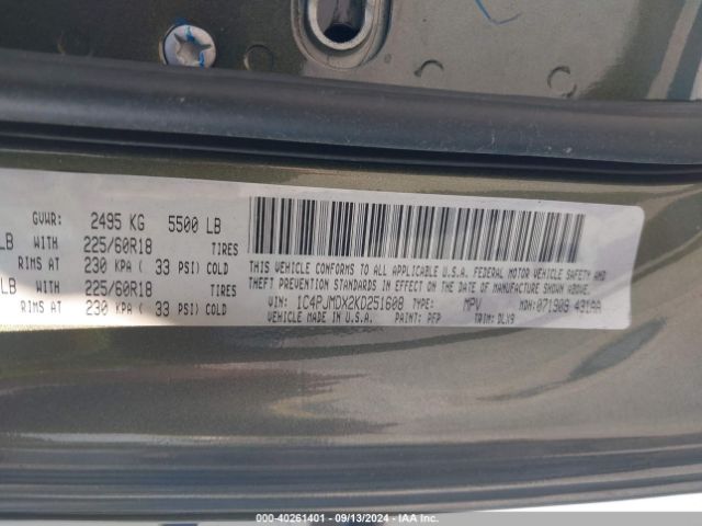 1C4PJMDX2KD251608 Jeep Cherokee Limited 4x4