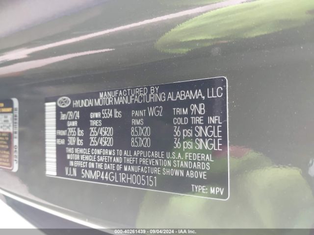 5NMP44GL1RH005151 Hyundai Santa Fe Limited