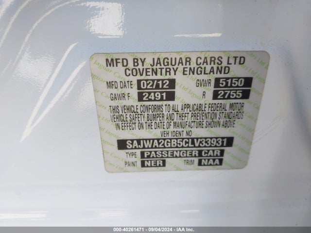 2012 JAGUAR XJ SAJWA2GB5CLV33931 Photo 8