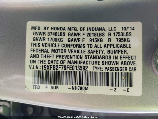 19XFB2F79FE013592 Honda CIVIC SE