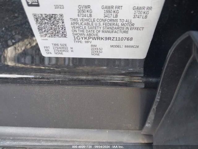 1GYKPWRK9RZ110768 Cadillac Lyriq Sport W/1sk