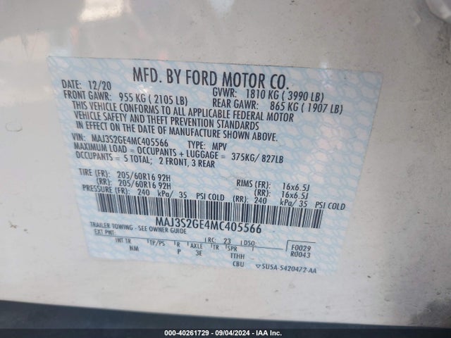 Ford Ecosport Se 2021 MAJ3S2GE4MC405566 Image 9