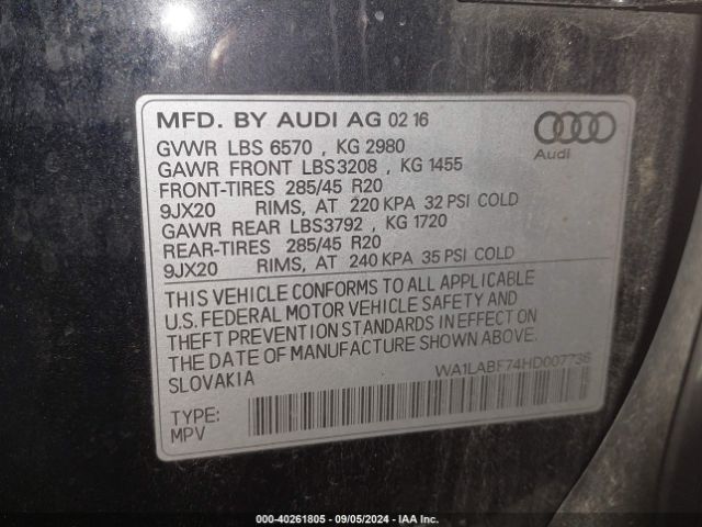 WA1LABF74HD007736 Audi Q7 3.0t Premium