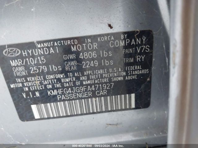 KMHFG4JG9FA471927 Hyundai Azera