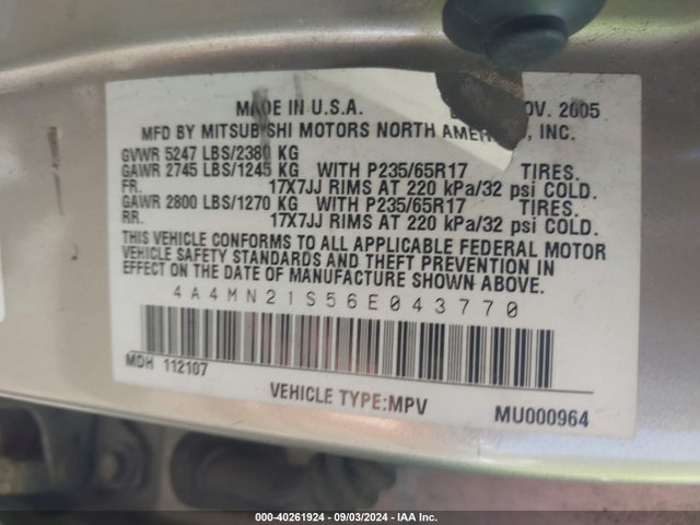 2006 MITSUBISHI ENDEAVOR 4A4MN21S56E043770 Photo 8