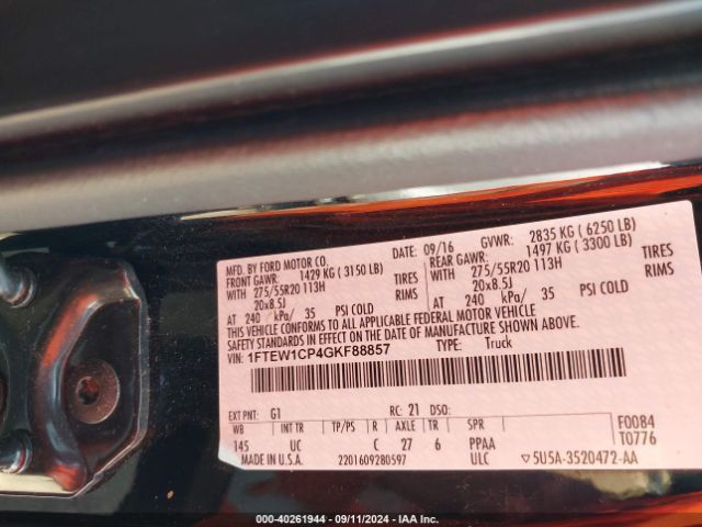 1FTEW1CP4GKF88857 Ford F-150 Xlt