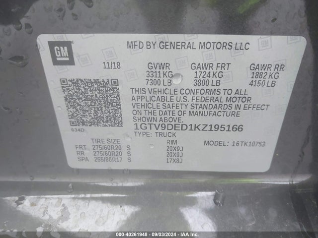 GMC Sierra 1500 Slt 2019 1GTV9DED1KZ195166 Image 9