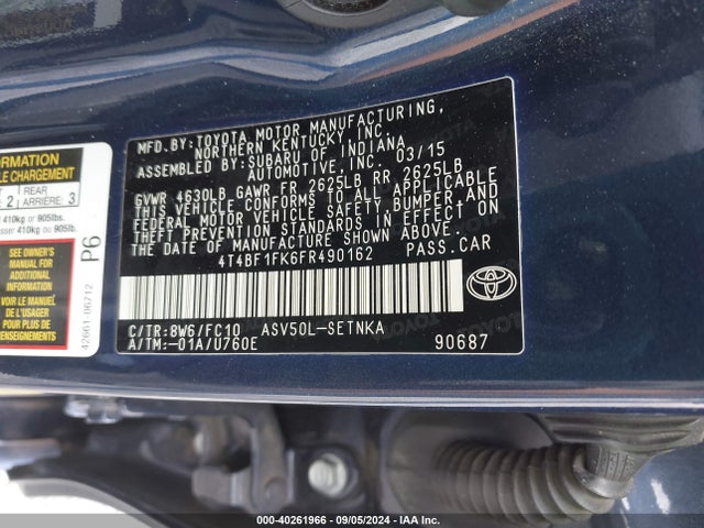 Toyota CAMRY LE 2015 4T4BF1FK6FR490162 Image 9