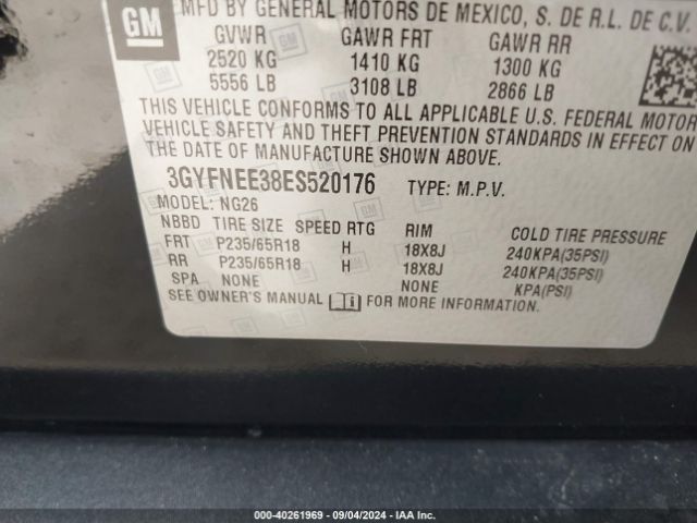 3GYFNEE38ES520176 Cadillac Srx Luxury Collection