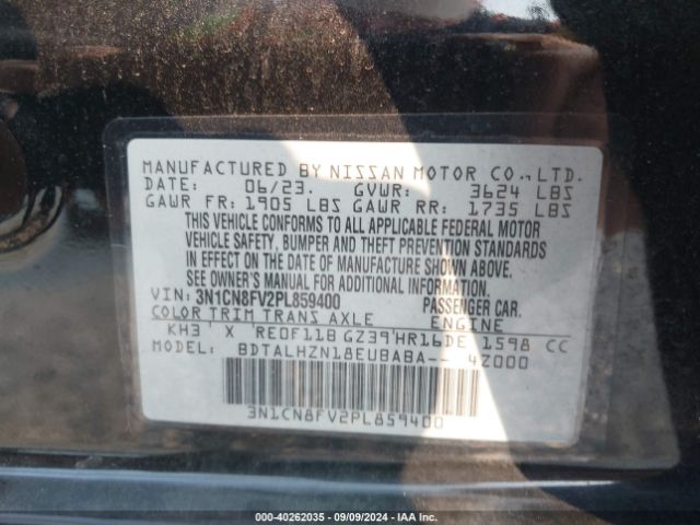 3N1CN8FV2PL859400 Nissan Versa 1.6 Sr Xtronic Cvt