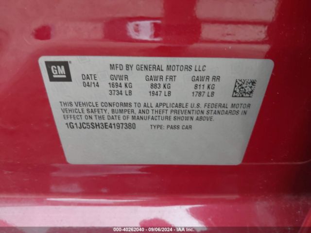 1G1JC5SH3E4197380 Chevrolet Sonic Lt Auto