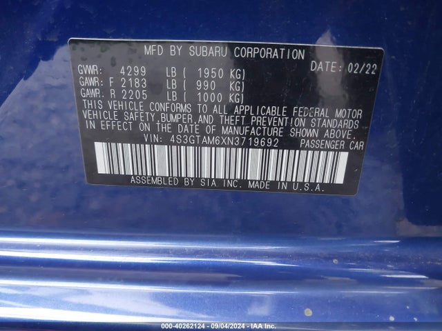 4S3GTAM6XN3719692 Subaru Impreza Sport 5-door
