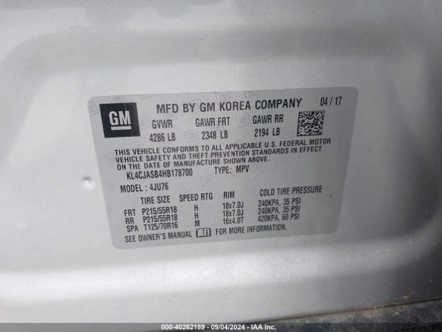 KL4CJASB4HB178700 Buick Encore Preferred