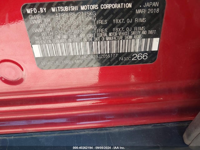 2018 MITSUBISHI OUTLANDER JA4AD2A39JZ055177 Photo 8
