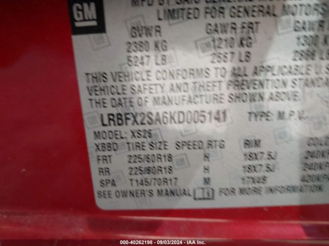 LRBFX2SA6KD005141 Buick Envision Awd Essence