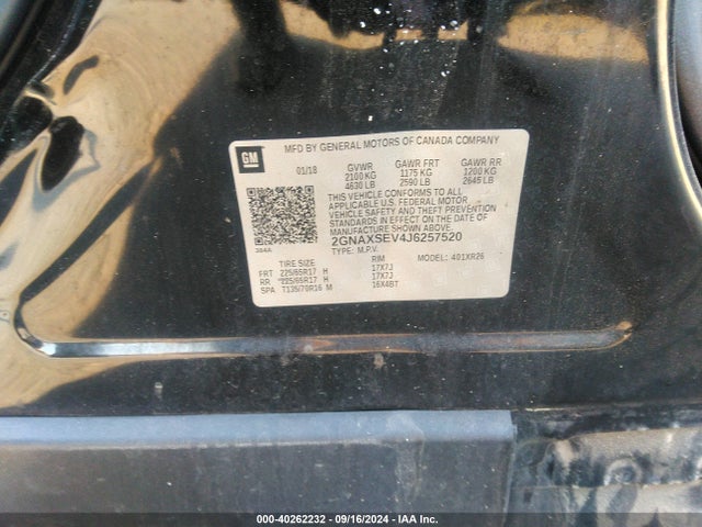 Chevrolet EQUINOX LT 2018 2GNAXSEV4J6257520 Image 9