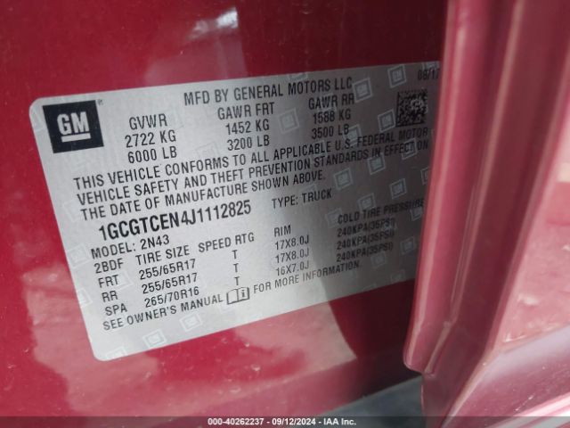 1GCGTCEN4J1112825 Chevrolet Colorado Lt