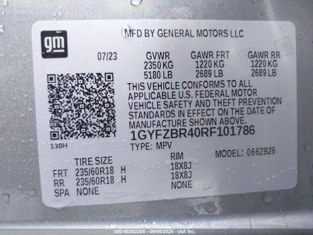 1GYFZBR40RF101786 Cadillac Xt4 Awd Luxury