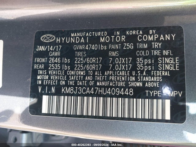 Hyundai TUCSON SE 2017 KM8J3CA47HU409448 Image 9