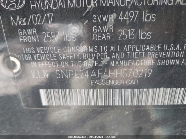 5NPE24AF4HH570219 Hyundai Sonata