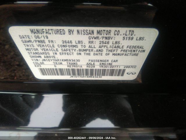 JN1EV7AR1KM593430 Infiniti Q50 3.0t Luxe